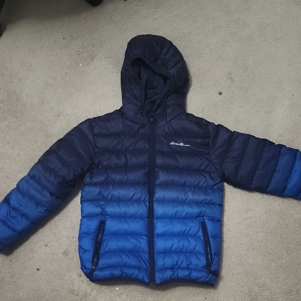 Eddie Bauer Kids Navy and Blue Puffer Jacket Sz 7/8